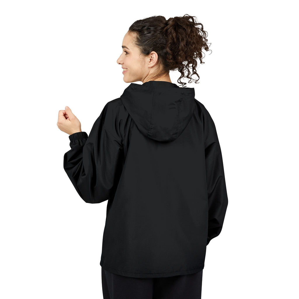 Packable Anorak Jacket — Black 'Champion' Logo Windbreaker