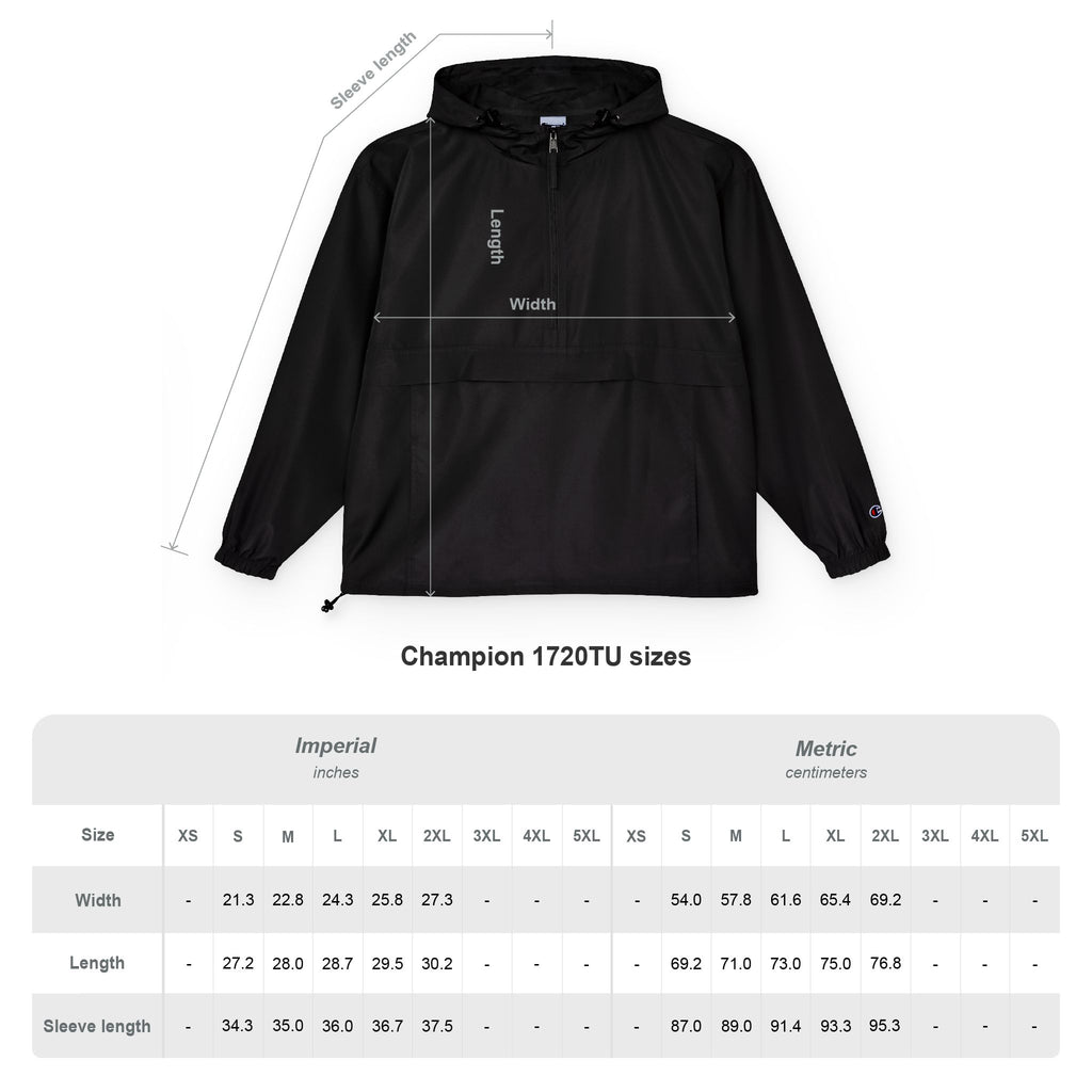 Packable Anorak Jacket — Black 'Champion' Logo Windbreaker