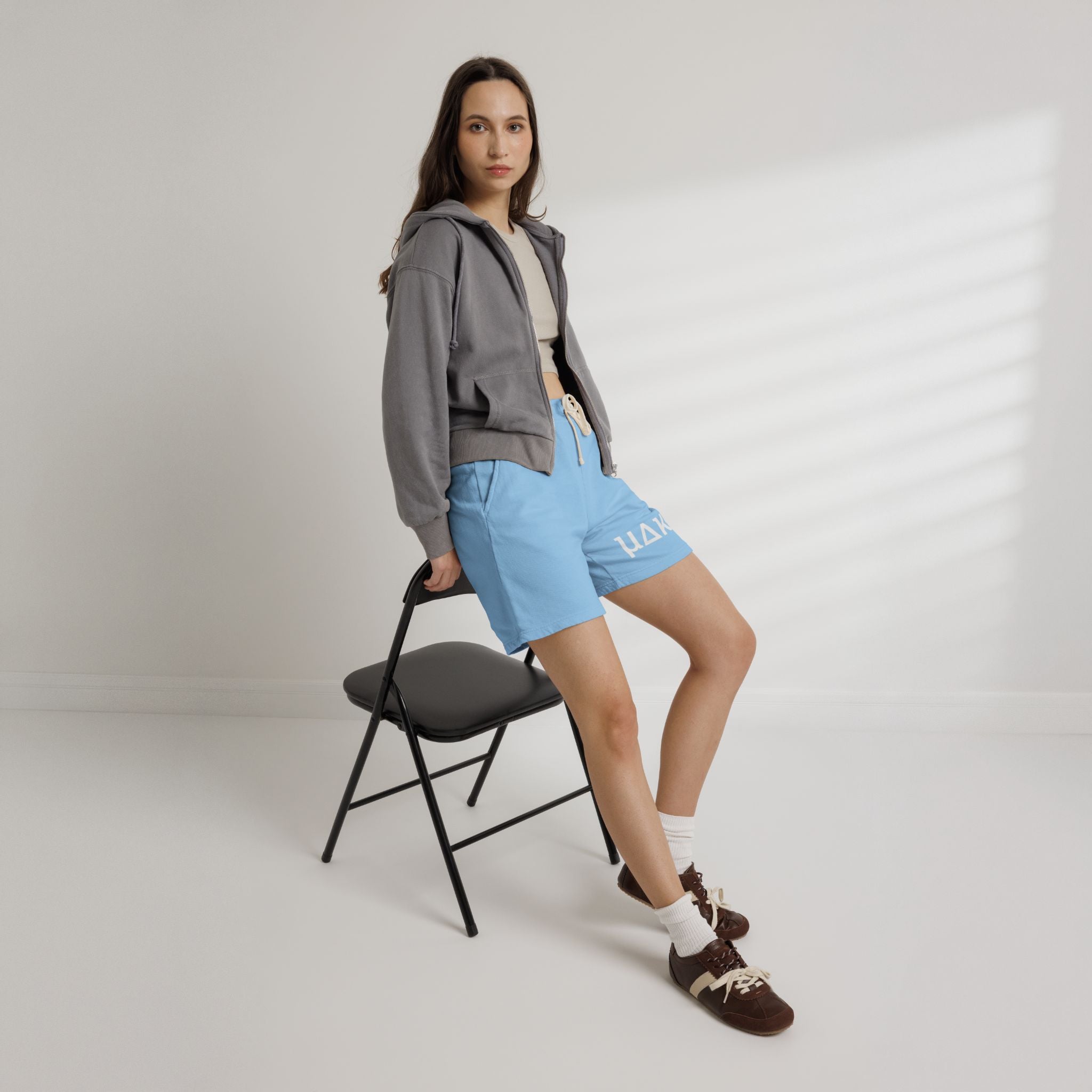Lightweight Garment-Dyed Fleece Sweat Shorts — Relaxed Peach Lounge Shorts with Minimal White Logo