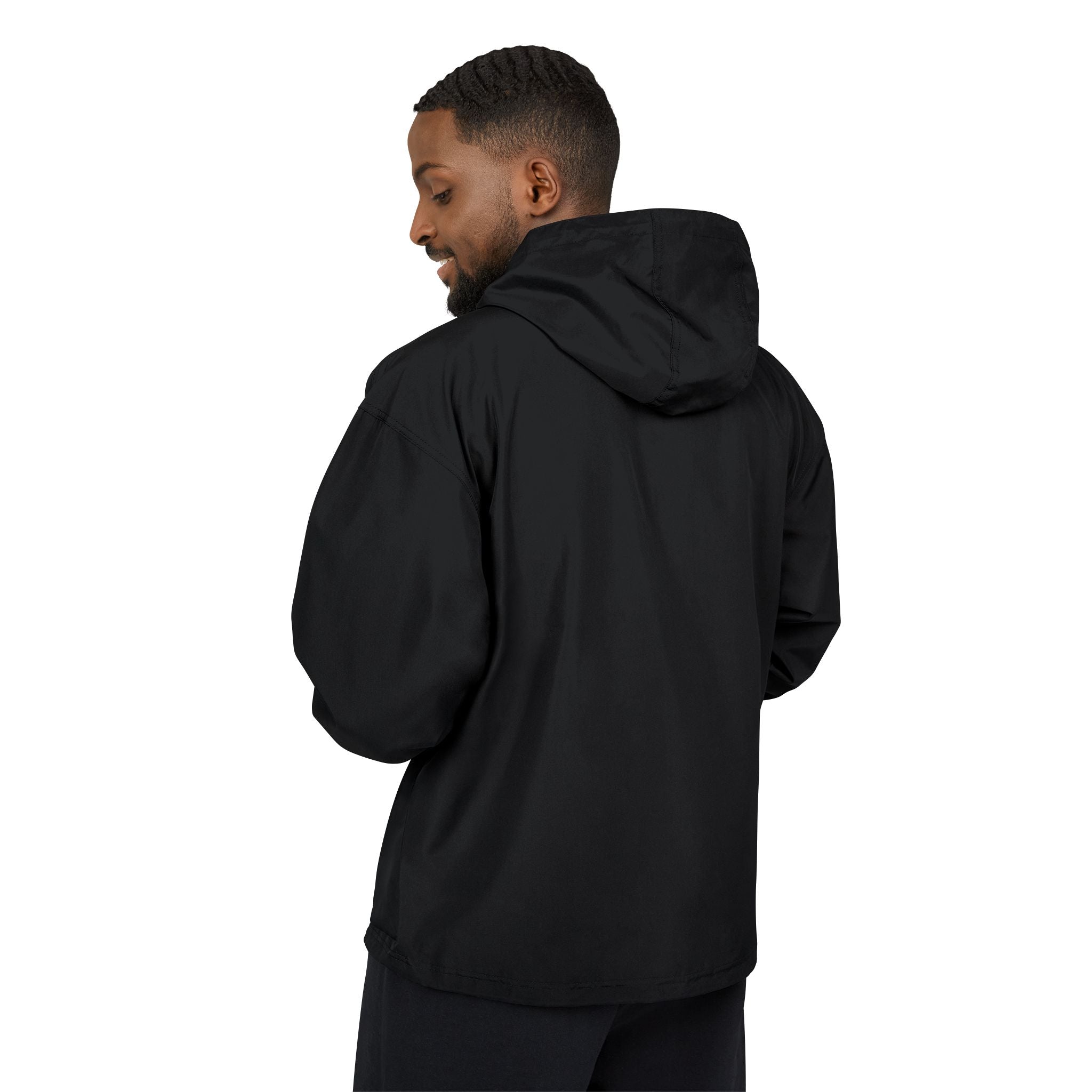 Packable Anorak Jacket — Black 'Champion' Logo Windbreaker