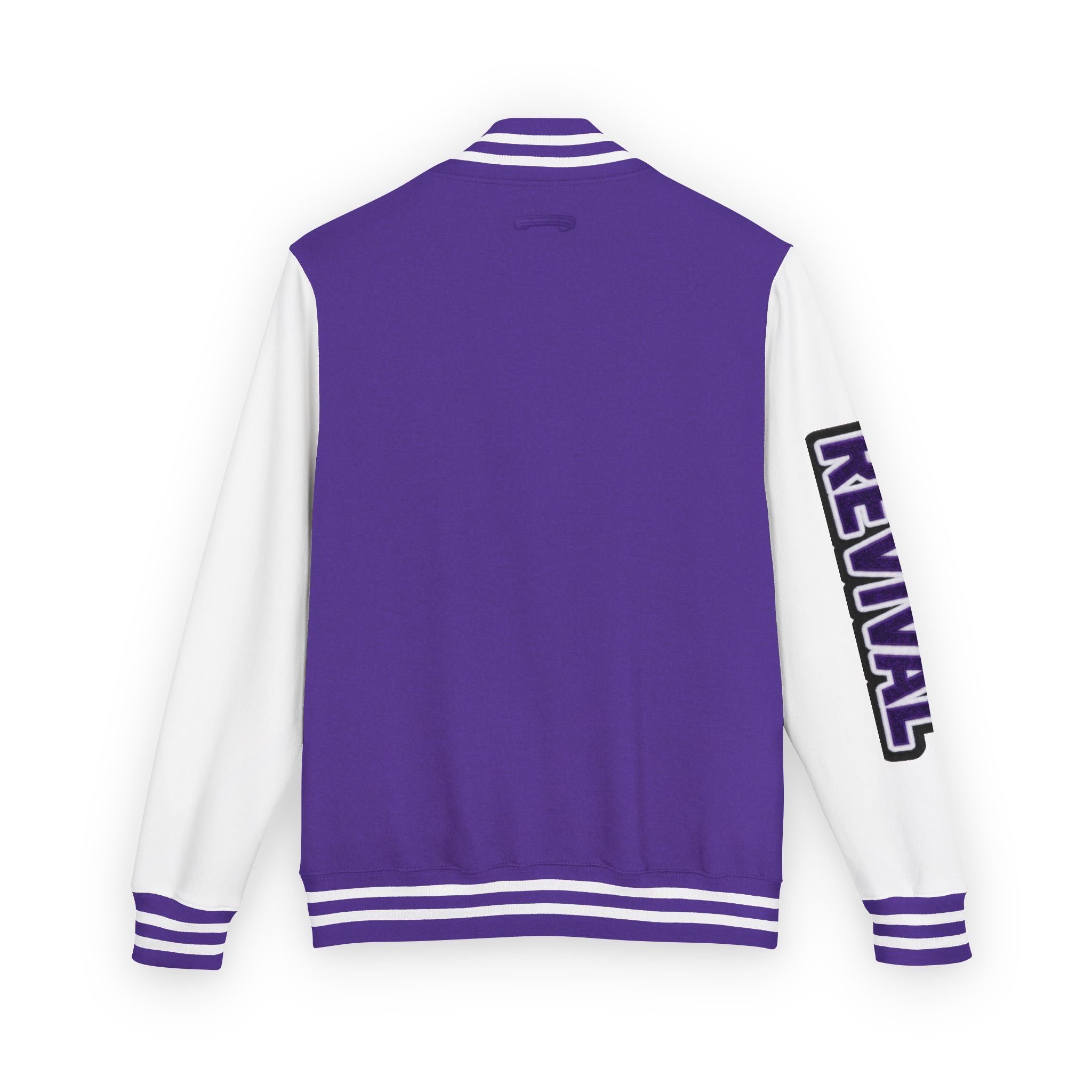 Letterman Jacket – 'REVIVAL' Red & White Varsity Jacket with Greek-Style Chest Logo