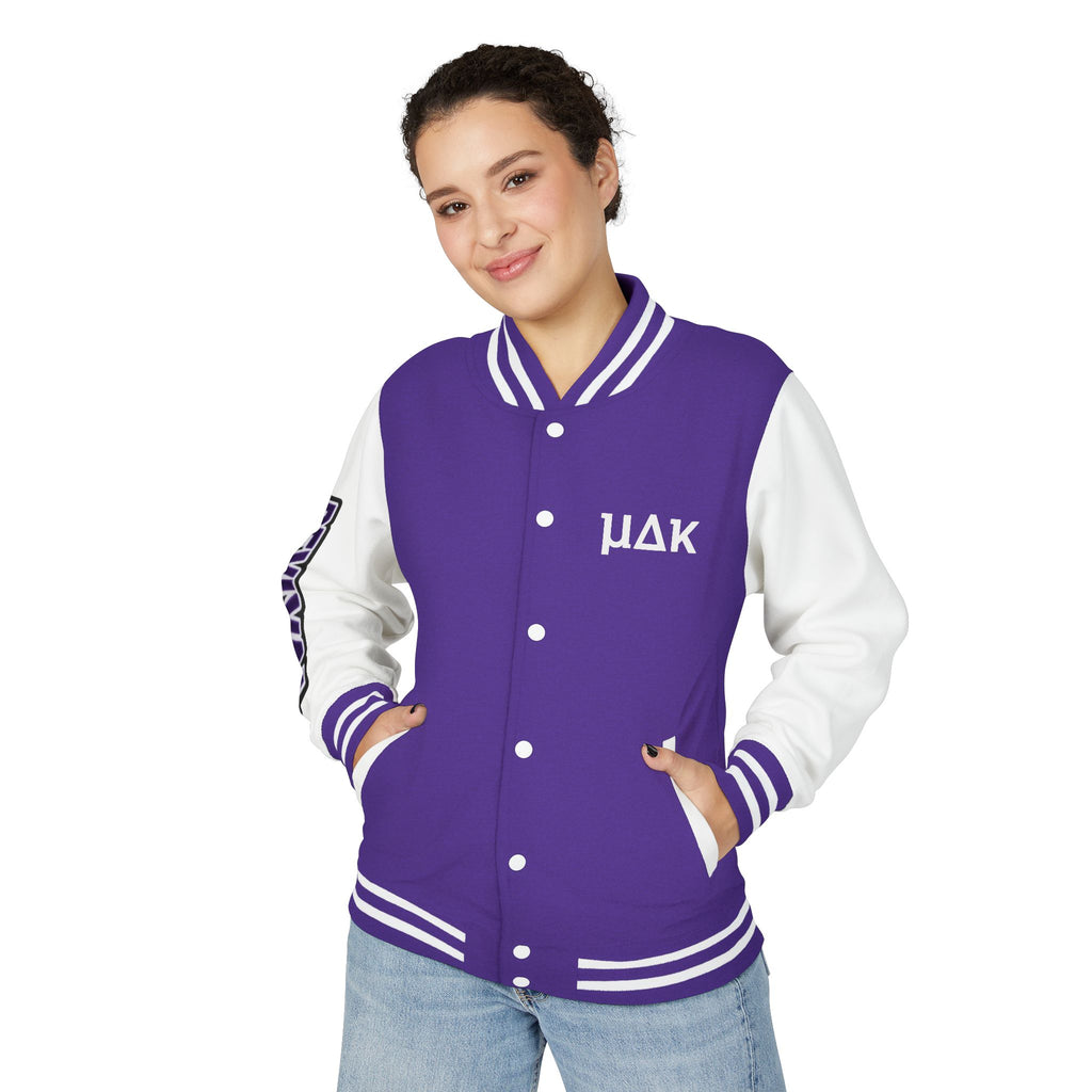 Letterman Jacket – 'REVIVAL' Red & White Varsity Jacket with Greek-Style Chest Logo