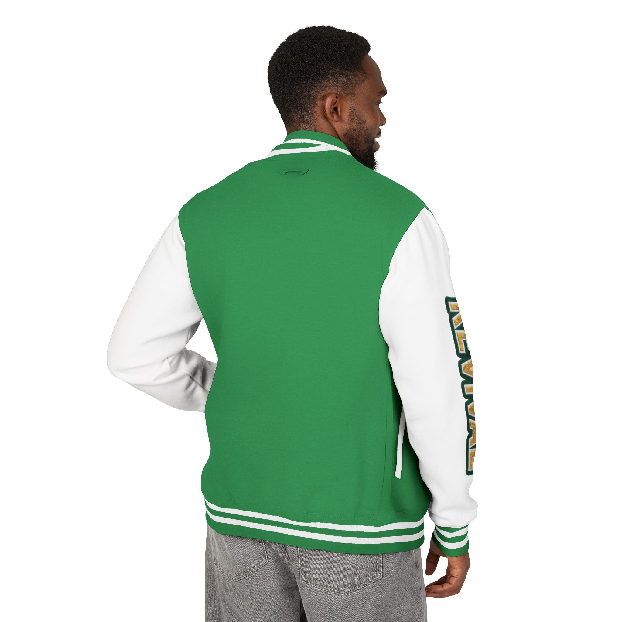 Letterman Jacket – 'REVIVAL' Red & White Varsity Jacket with Greek-Style Chest Logo