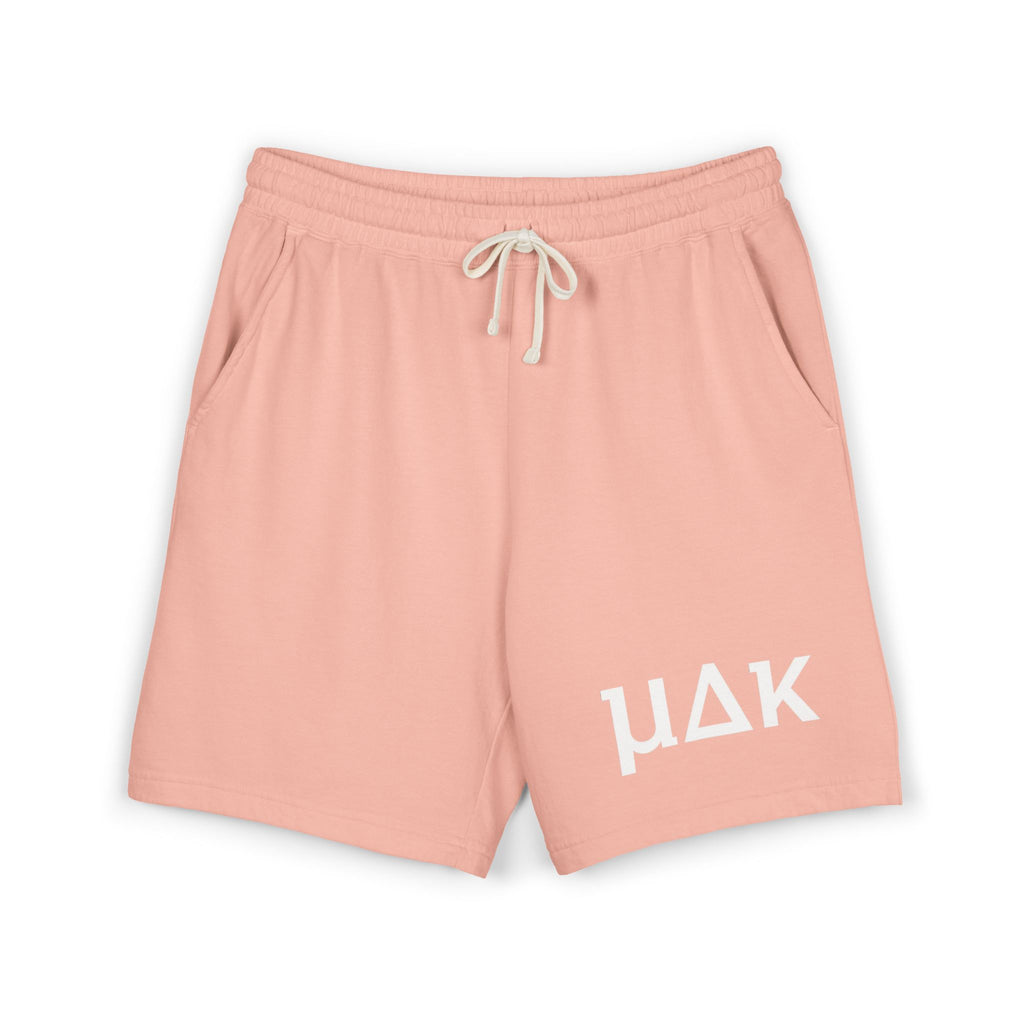 Lightweight Garment-Dyed Fleece Sweat Shorts — Relaxed Peach Lounge Shorts with Minimal White Logo