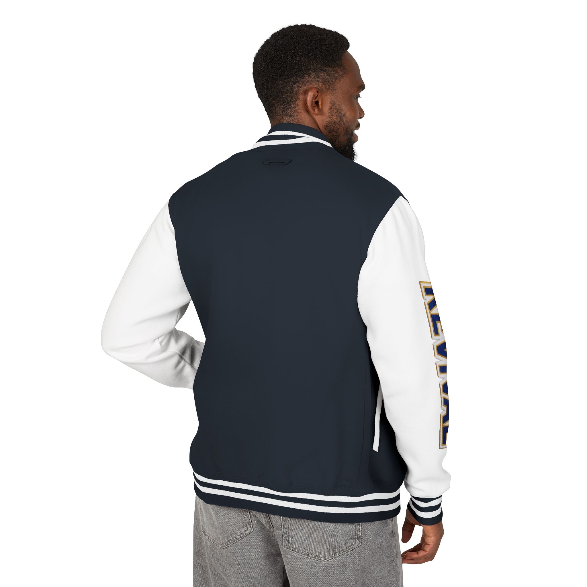 Letterman Jacket – 'REVIVAL' Red & White Varsity Jacket with Greek-Style Chest Logo