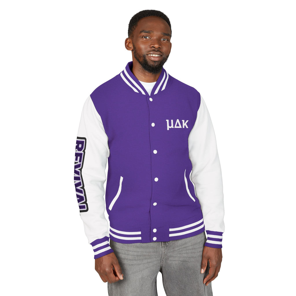 Letterman Jacket – 'REVIVAL' Red & White Varsity Jacket with Greek-Style Chest Logo