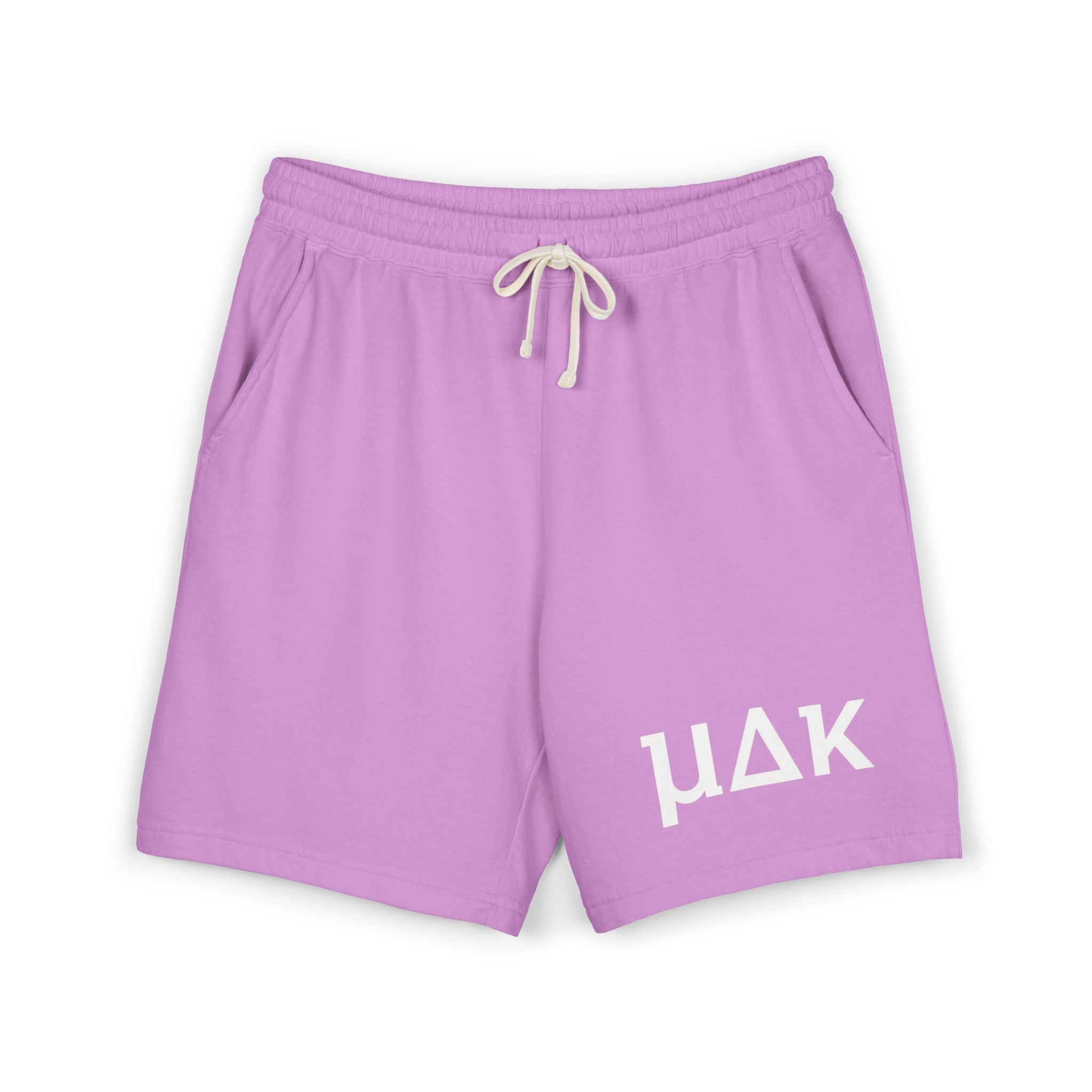 Lightweight Garment-Dyed Fleece Sweat Shorts — Relaxed Peach Lounge Shorts with Minimal White Logo