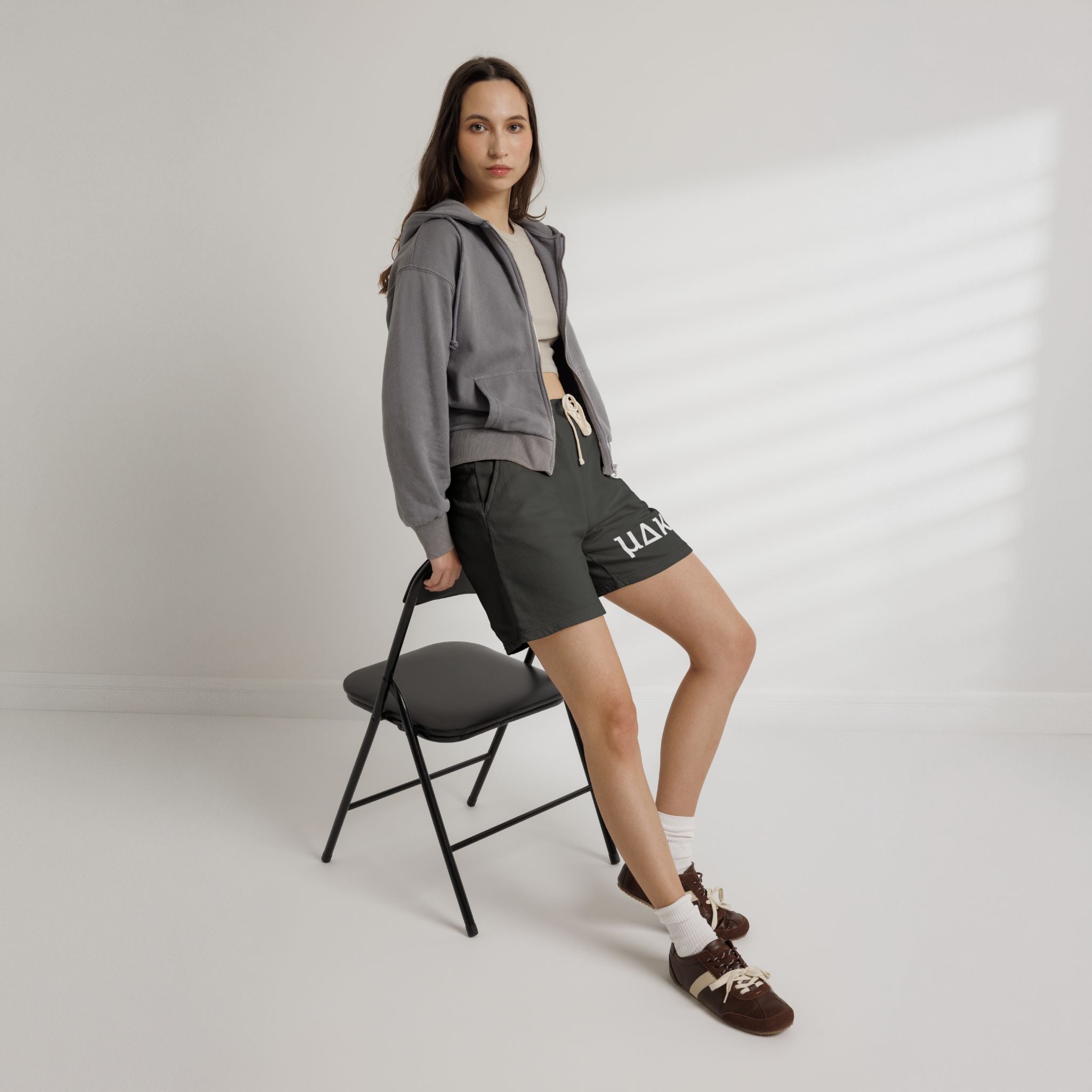 Lightweight Garment-Dyed Fleece Sweat Shorts — Relaxed Peach Lounge Shorts with Minimal White Logo