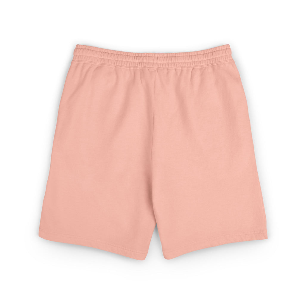 Lightweight Garment-Dyed Fleece Sweat Shorts — Relaxed Peach Lounge Shorts with Minimal White Logo