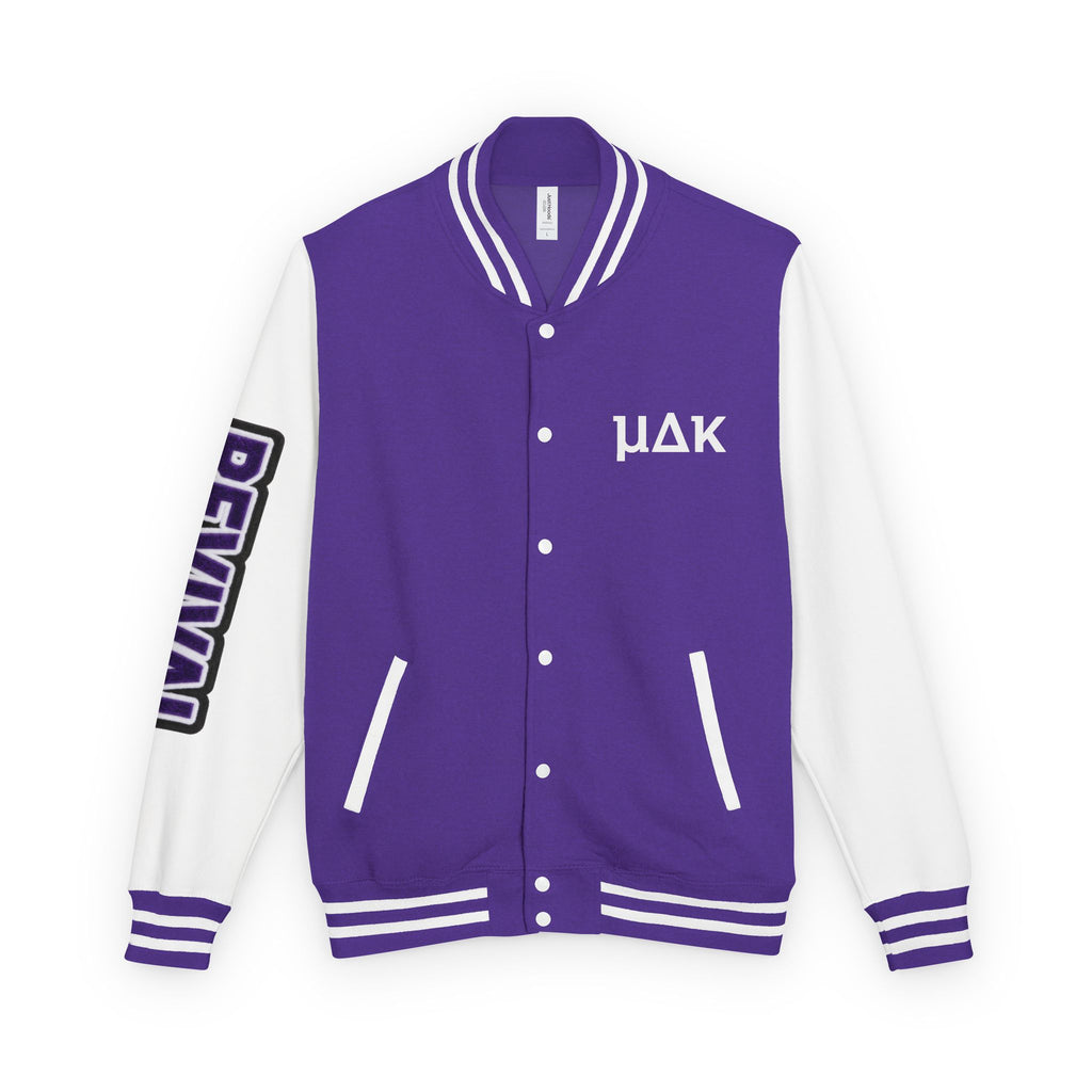 Letterman Jacket – 'REVIVAL' Red & White Varsity Jacket with Greek-Style Chest Logo