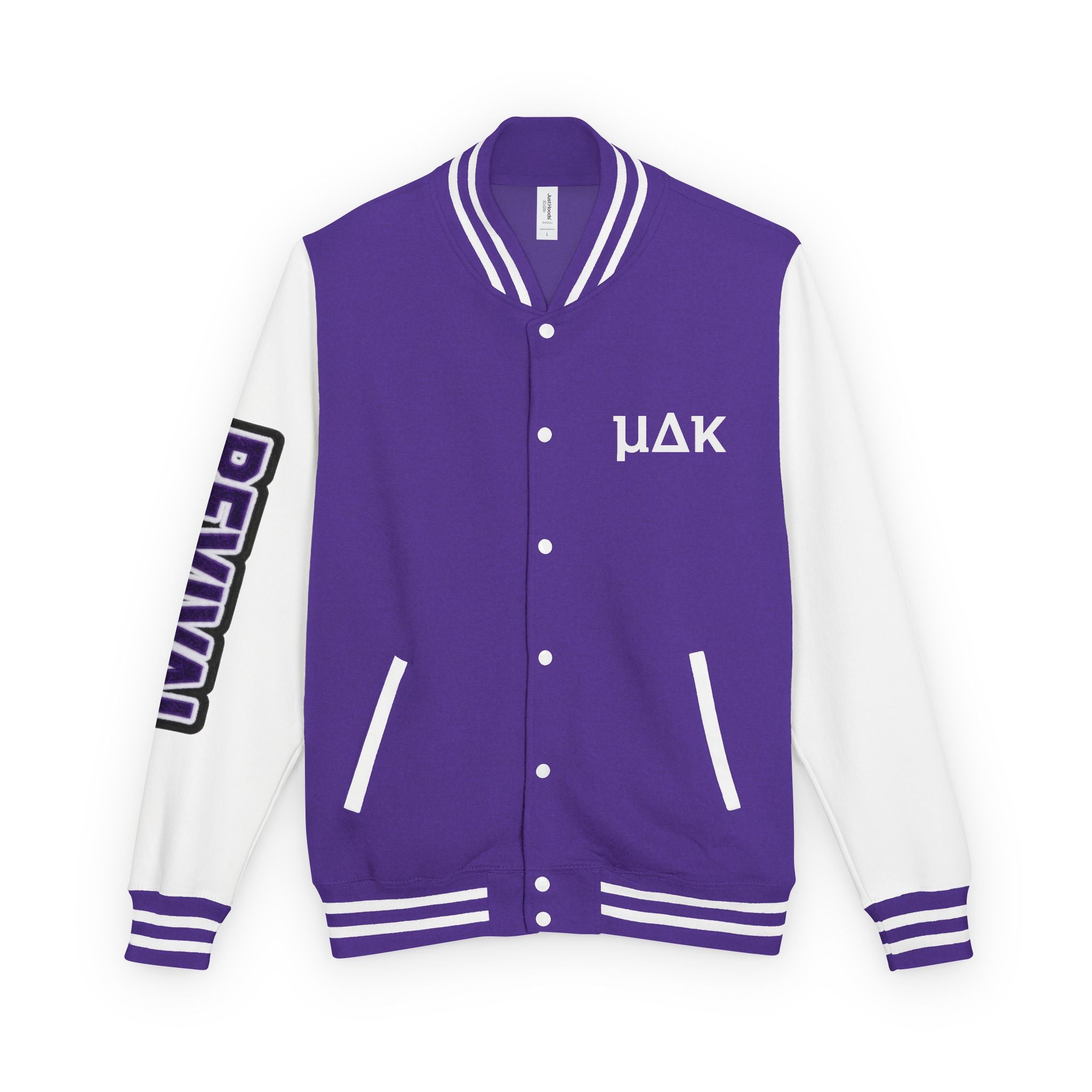 Letterman Jacket – 'REVIVAL' Red & White Varsity Jacket with Greek-Style Chest Logo