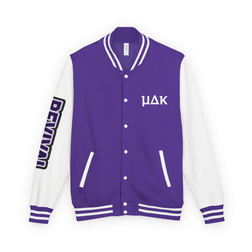 Letterman Jacket – 'REVIVAL' Red & White Varsity Jacket with Greek-Style Chest Logo